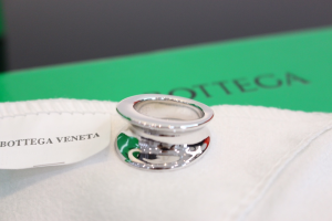 Bottega Veneta H Beam Rings White Gold