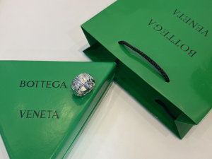 Bottega Veneta Pleat White Gold Rings