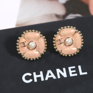 Chanel CC Pink Flower Earrings