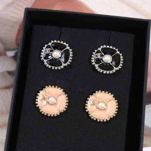 Chanel CC Pink Flower Earrings