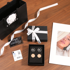 Chanel CC Pink Flower Earrings