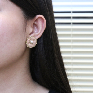 Chanel CC Pink Flower Earrings