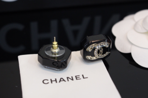 Chanel Crystals CC Black Earrings