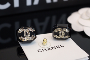 Chanel Crystals CC Black Earrings