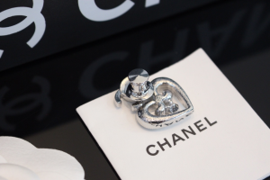 Chanel Crystals CC Heart Earrings