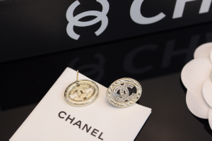Chanel Crystals CC Round Earrings