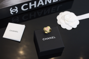 Chanel Gold Heart CC Pink Rings