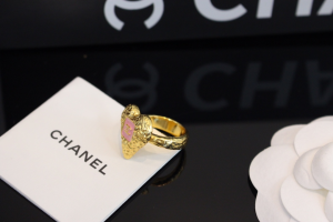 Chanel Gold Heart CC Pink Rings