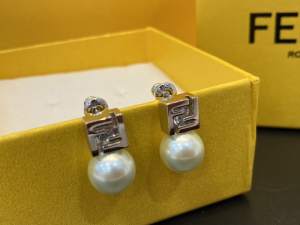 Fendi FF Logo Bead Earrings