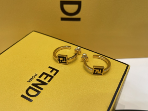 Fendi Forever FF Earrings Gold Black