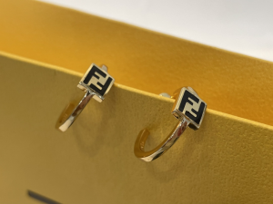 Fendi Forever FF Earrings Gold Black