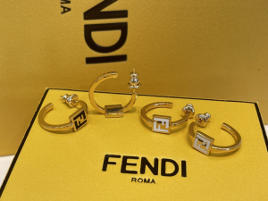 Fendi Forever FF Earrings Gold Black
