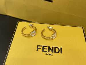 Fendi Forever FF Earrings Gold White