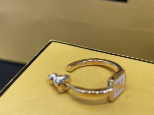 Fendi Forever FF Earrings Gold White