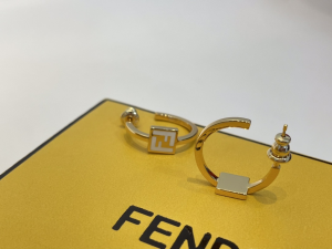 Fendi Forever FF Earrings Gold White