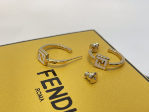 Fendi Forever FF Earrings Gold White