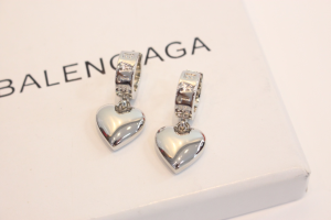 Balenciaga Sharp Heart Logo Hoop Earrings Silver Balenciaga Sharp Heart Logo Hoop Earrings Silver