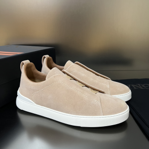 Zegna Triple Stitch Low Top Beige Suede Leather Sneakers Zegna Triple Stitch Low Top Beige Suede Leather Sneakers