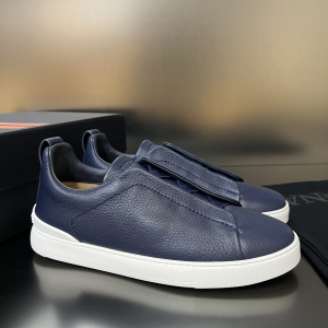 Zegna Triple Stitch Low Top Blue Leather Sneakers Zegna Triple Stitch Low Top Blue Leather Sneakers