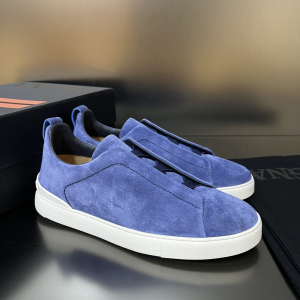 Zegna Triple Stitch Low Top Blue Suede Leather Sneakers Zegna Triple Stitch Low Top Blue Suede Leather Sneakers