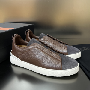 Zegna Triple Stitch Low Top Brown Leather and Suede Sneakers Zegna Triple Stitch Low Top Brown Leather and Suede Sneakers