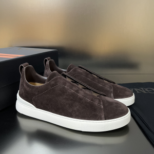 Zegna Triple Stitch Low Top Dark Brown Suede Leather Sneakers Zegna Triple Stitch Low Top Dark Brown Suede Leather Sneakers