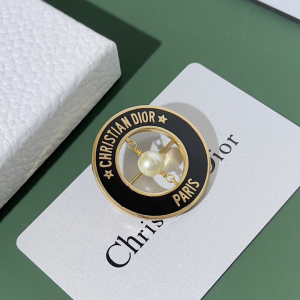 Dior Round Pearl Black Brooch