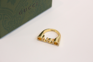 Gucci Crystal Letter Logo Rings Gold