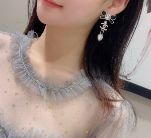 Chanel CC Crystal Pendant Earrings