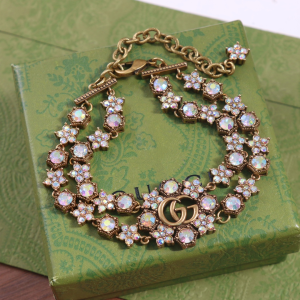 Gucci Double G Crystal Flowers Bracelets