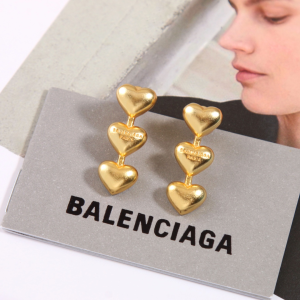 Balenciaga Shiny Gold Three Heart Earrings Balenciaga Shiny Gold Three Heart Earrings
