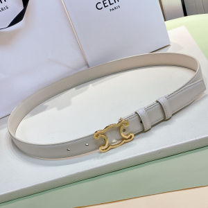 Celine Cuir Triomphe White Calfskin Belt