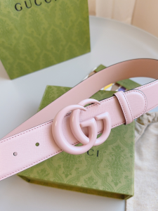 Gucci GG Buckle Pink Calf Belt 40MM