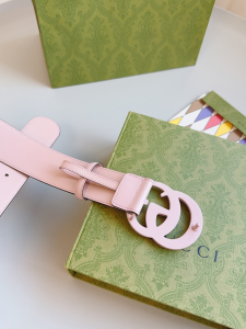 Gucci GG Buckle Pink Calf Belt 40MM