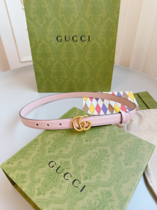 Gucci GG Buckle Pink Leather Belt 20MM