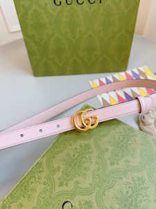 Gucci GG Buckle Pink Leather Belt 20MM