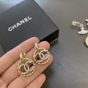 Chanel Crystal CC Round Earrings