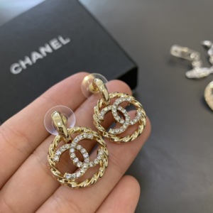 Chanel Crystal CC Round Earrings