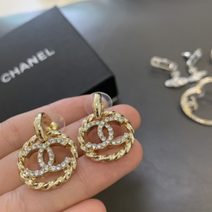 Chanel Crystal CC Round Earrings