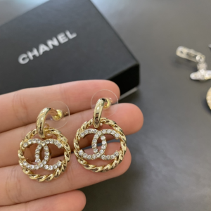 Chanel Crystal CC Round Earrings