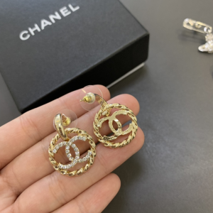 Chanel Crystal CC Round Earrings