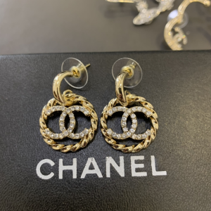 Chanel Crystal CC Round Earrings