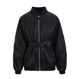 Prada Black Re Nylon Belted Padded Bomber Jacket Prada Black Re Nylon Belted Padded Bomber Jacket