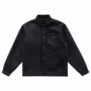Prada Black Triangle Logo Corduroy Shirt Prada Black Triangle Logo Corduroy Shirt