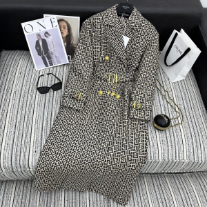 Balmain Mini Monogram Printed Jacquard Trench Coat Black White Balmain Mini Monogram Printed Jacquard Trench Coat Black White