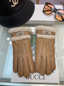 UGG Double Cuff Sheepskin Gloves Beige