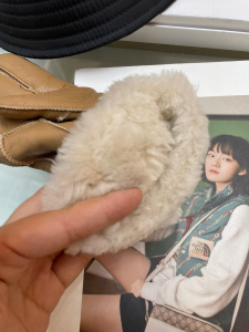 UGG Double Cuff Sheepskin Gloves Beige