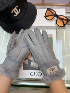 UGG Double Cuff Sheepskin Gloves Gray
