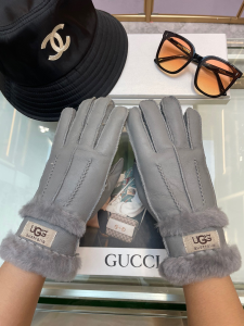 UGG Double Cuff Sheepskin Gloves Gray