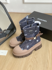 Chanel CC Denim Blue Ankle Boot
